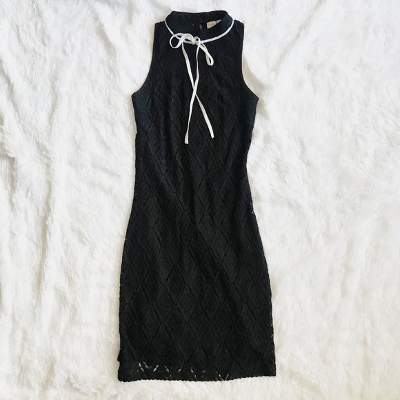 TWIK Simons Little Black Dress Lace Detail Collar - Picture 1 of 5